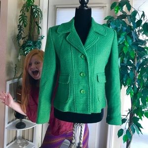 Rafaela petite green tweed wool blend blazer